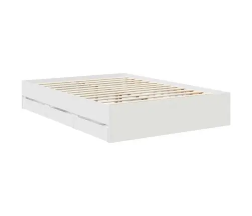 Gultas Rāmis Ar Atvilktni Balts 140 X 200 Cm Inženieru Koks Vidaxl