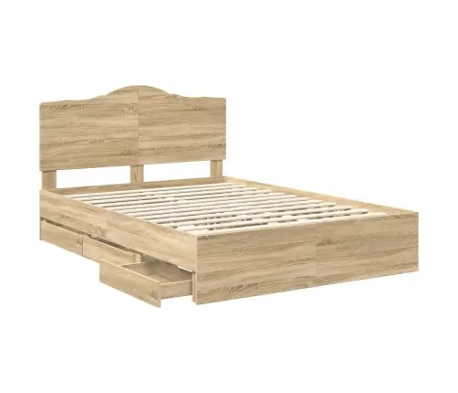 Gultas Rāmis Sonoma Ozols 140 X 200 Cm Inženieru Koks Vidaxl