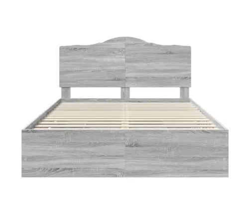 Gultas Rāmis Pelēks Sonoma 140 X 200 Cm Inženieru Koks Vidaxl