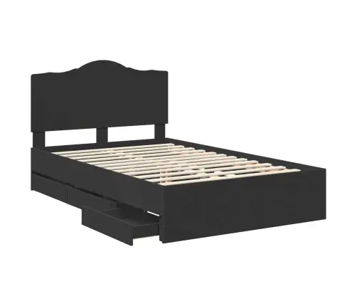 Gultas Rāmis Ar Atvilktni Melna 135 X 190 Cm Inženieru Koks Vidaxl