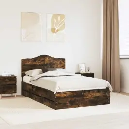 Gultas Rāmis Dūmaka Ozols 135 X 190 Cm Inženieru Koks Vidaxl