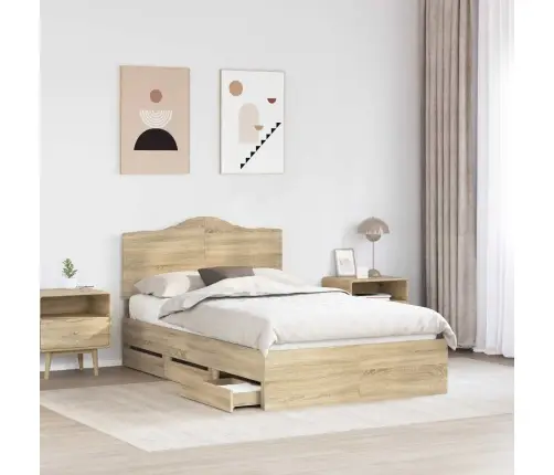 Gultas Rāmis Sonoma Ozols 120 X 190 Cm Inženieru Koks Vidaxl