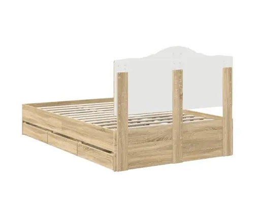 Gultas Rāmis Sonoma Ozols 120 X 190 Cm Inženieru Koks Vidaxl