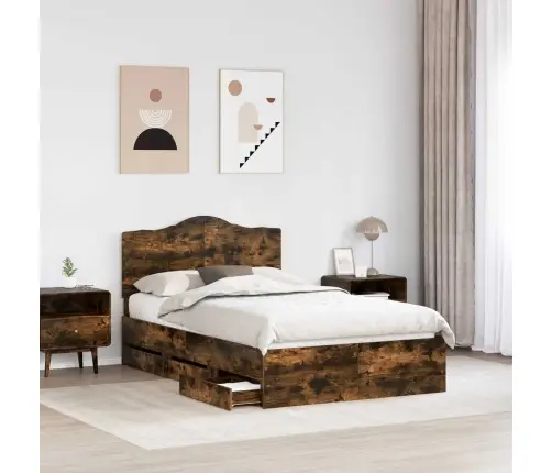 Voodi Raam Sahtliga Suitsetatud Tamm 120 X 190 Cm Inseneripuit