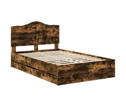 Voodi Raam Sahtliga Suitsetatud Tamm 120 X 190 Cm Inseneripuit