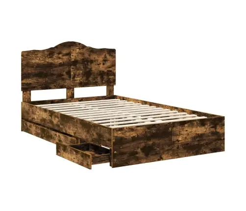 Voodi Raam Sahtliga Suitsetatud Tamm 120 X 190 Cm Inseneripuit