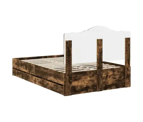 Voodi Raam Sahtliga Suitsetatud Tamm 120 X 190 Cm Inseneripuit