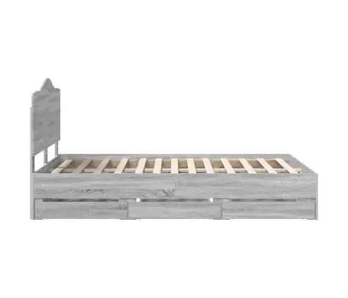 Gultas Rāmis Pelēks Sonoma 120 X 190 Cm Inženieru Koks Vidaxl