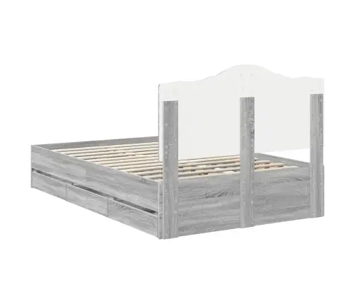 Gultas Rāmis Pelēks Sonoma 120 X 200 Cm Inženieru Koks Vidaxl