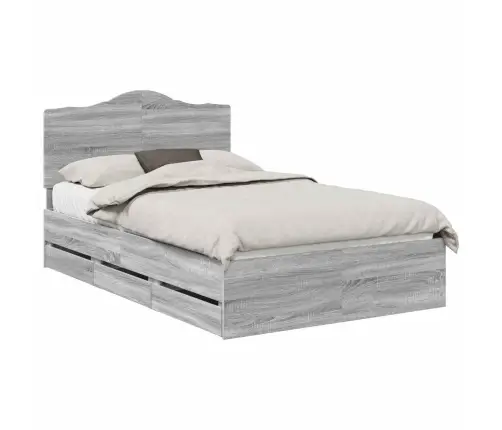 Gultas Rāmis Pelēks Sonoma 120 X 200 Cm Inženieru Koks Vidaxl