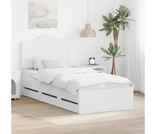 Gultas Rāmis Ar Atvilktni Balts 98.5 X 200 Cm Inženieru Koks Vidaxl