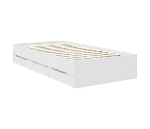 Gultas Rāmis Ar Atvilktni Balts 98.5 X 200 Cm Inženieru Koks Vidaxl