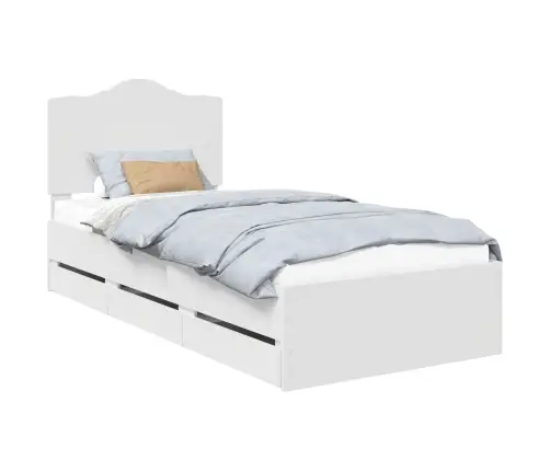 Gultas Rāmis Ar Atvilktni Balts 98.5 X 200 Cm Inženieru Koks Vidaxl