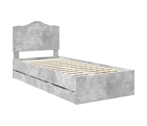 Gultas Rāmis Betona Pelēks 100 X 200 Cm Inženieru Koks Vidaxl
