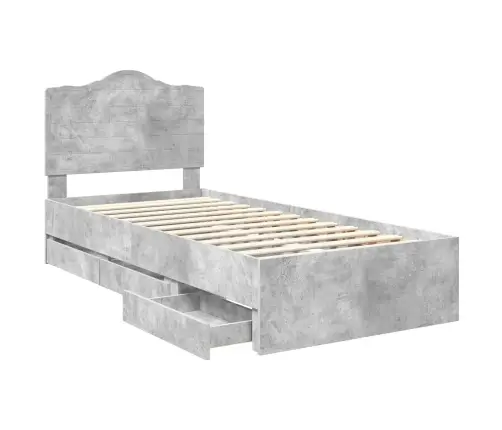 Gultas Rāmis Betona Pelēks 100 X 200 Cm Inženieru Koks Vidaxl
