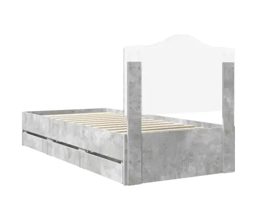 Gultas Rāmis Betona Pelēks 100 X 200 Cm Inženieru Koks Vidaxl