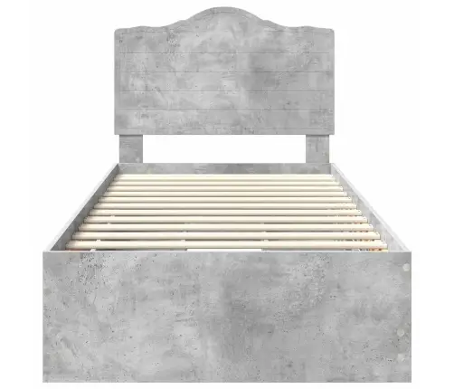 Gultas Rāmis Betona Pelēks 100 X 200 Cm Inženieru Koks Vidaxl