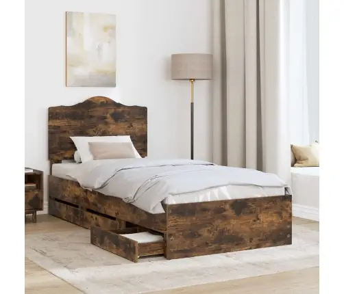 Gultas Rāmis Dūmaka Ozols 98.5 X 200 Cm Inženieru Koks Vidaxl