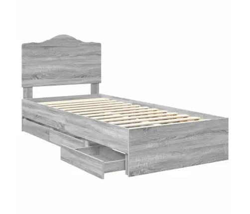 Gultas Rāmis Pelēks Sonoma 98.5 X 200 Cm Inženieru Koks Vidaxl