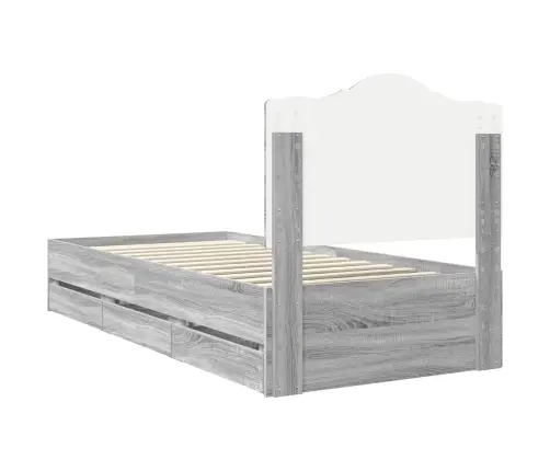 Gultas Rāmis Pelēks Sonoma 98.5 X 200 Cm Inženieru Koks Vidaxl