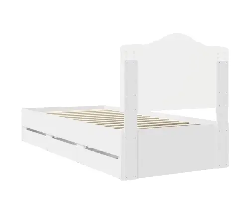 Gultas Rāmis Ar Atvilktni Balts 90 X 190 Cm Inženieru Koks Vidaxl