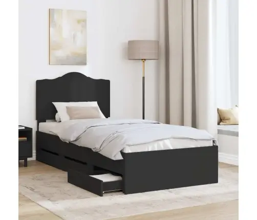 Gultas Rāmis Ar Atvilktni Melna 90 X 190 Cm Inženieru Koks Vidaxl