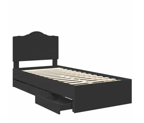 Gultas Rāmis Ar Atvilktni Melna 90 X 190 Cm Inženieru Koks Vidaxl