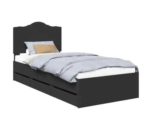 Gultas Rāmis Ar Atvilktni Melna 90 X 190 Cm Inženieru Koks Vidaxl