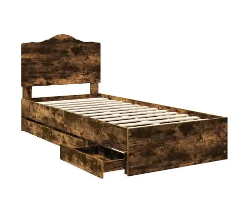 Gultas Rāmis Dūmaka Ozols 90 X 190 Cm Inženieru Koks Vidaxl