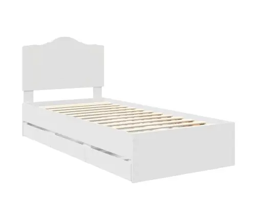 Gultas Rāmis Ar Atvilktni Balts 90 X 200 Cm Inženieru Koks Vidaxl