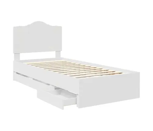 Gultas Rāmis Ar Atvilktni Balts 90 X 200 Cm Inženieru Koks Vidaxl