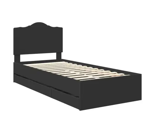 Voodi Raam Sahtliga Peaga Must 90 X 200 Cm Inseneripuit