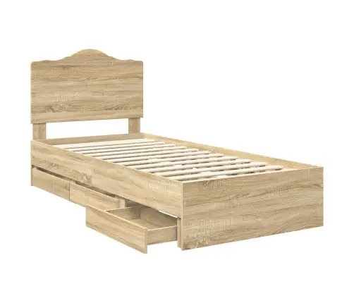 Gultas Rāmis Sonoma Ozols 90 X 200 Cm Inženieru Koks Vidaxl