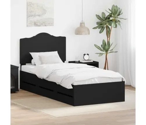 Gultas Rāmis Ar Atvilktni Melna 75 X 190 Cm Inženieru Koks Vidaxl