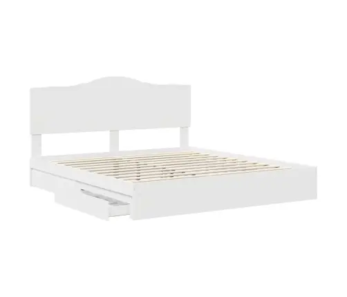 Gultas Rāmis Ar Atvilktni Balts 200 X 200 Cm Inženierijas Koks Vidaxl