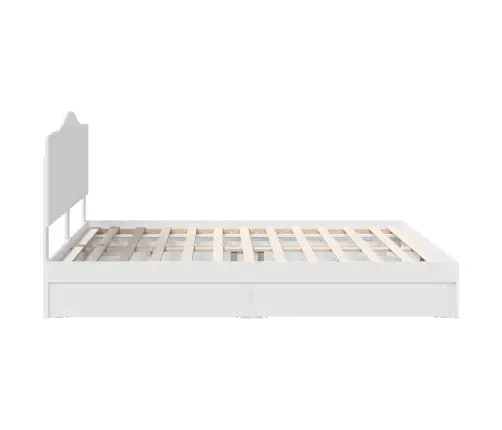 Gultas Rāmis Ar Atvilktni Balts 200 X 200 Cm Inženierijas Koks Vidaxl