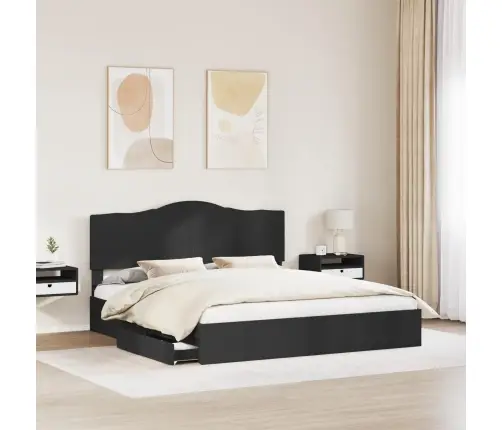 Gultas Rāmis Ar Atvilktni Melna 200 X 200 Cm Inženierijas Koks Vidaxl