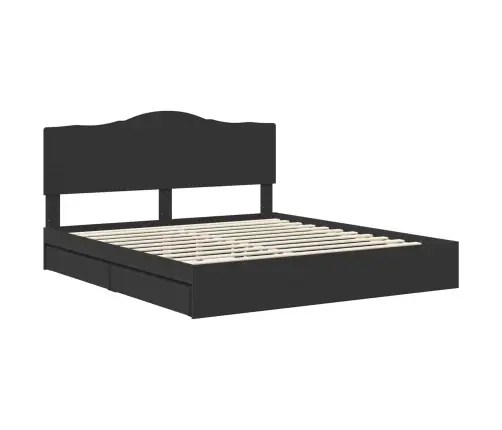 Gultas Rāmis Ar Atvilktni Melna 200 X 200 Cm Inženierijas Koks Vidaxl