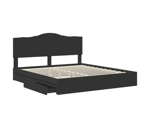 Gultas Rāmis Ar Atvilktni Melna 200 X 200 Cm Inženierijas Koks Vidaxl