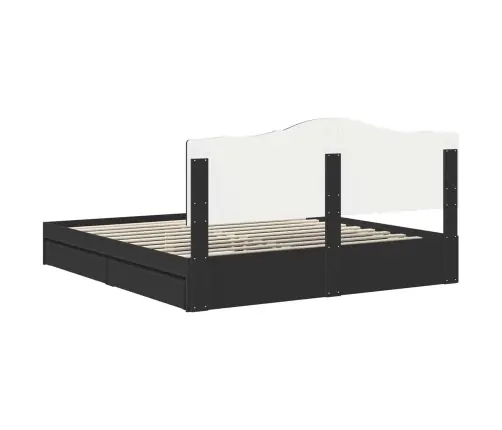 Gultas Rāmis Ar Atvilktni Melna 200 X 200 Cm Inženierijas Koks Vidaxl