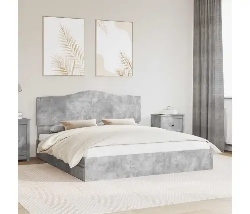 Gultas Rāmis Betona Pelēks 200 X 200 Cm Inženierijas Koks Vidaxl