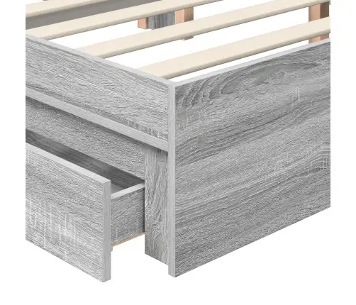 Gultas Rāmis Pelēks Sonoma 200 X 200 Cm Inženierijas Koks Vidaxl