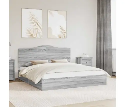 Gultas Rāmis Pelēks Sonoma 200 X 200 Cm Inženierijas Koks Vidaxl