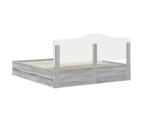 Gultas Rāmis Pelēks Sonoma 200 X 200 Cm Inženierijas Koks Vidaxl