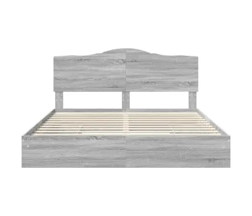 Gultas Rāmis Pelēks Sonoma 200 X 200 Cm Inženierijas Koks Vidaxl