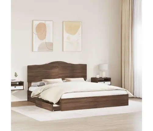 Gultas Rāmis Brūns Ozols 200 X 200 Cm Inženierijas Koks Vidaxl