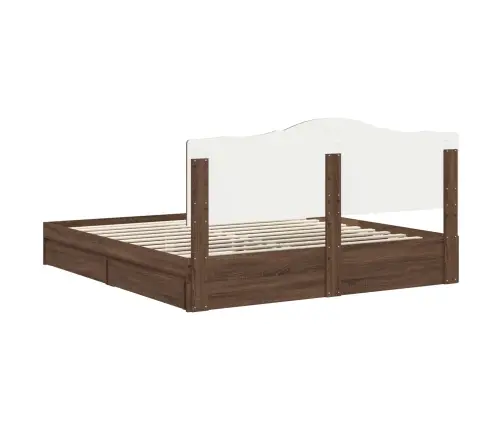 Gultas Rāmis Brūns Ozols 200 X 200 Cm Inženierijas Koks Vidaxl