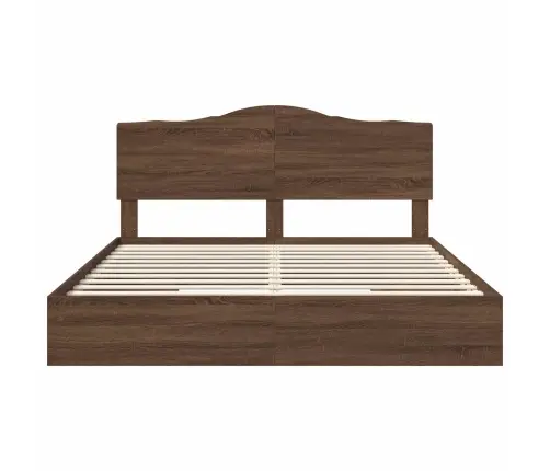 Gultas Rāmis Brūns Ozols 200 X 200 Cm Inženierijas Koks Vidaxl