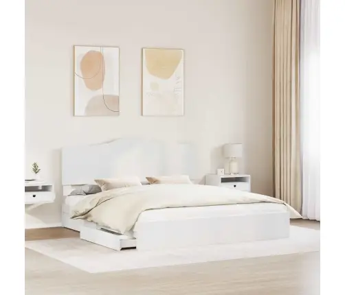 Saugos Lova Su Galvūgalio Balta 180 X 200 Cm Apdirbta Mediena