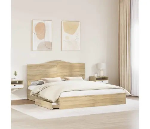 Glabāšanas Gulta Sonoma Ozols 180 X 200 Cm Inženierijas Koks Vidaxl